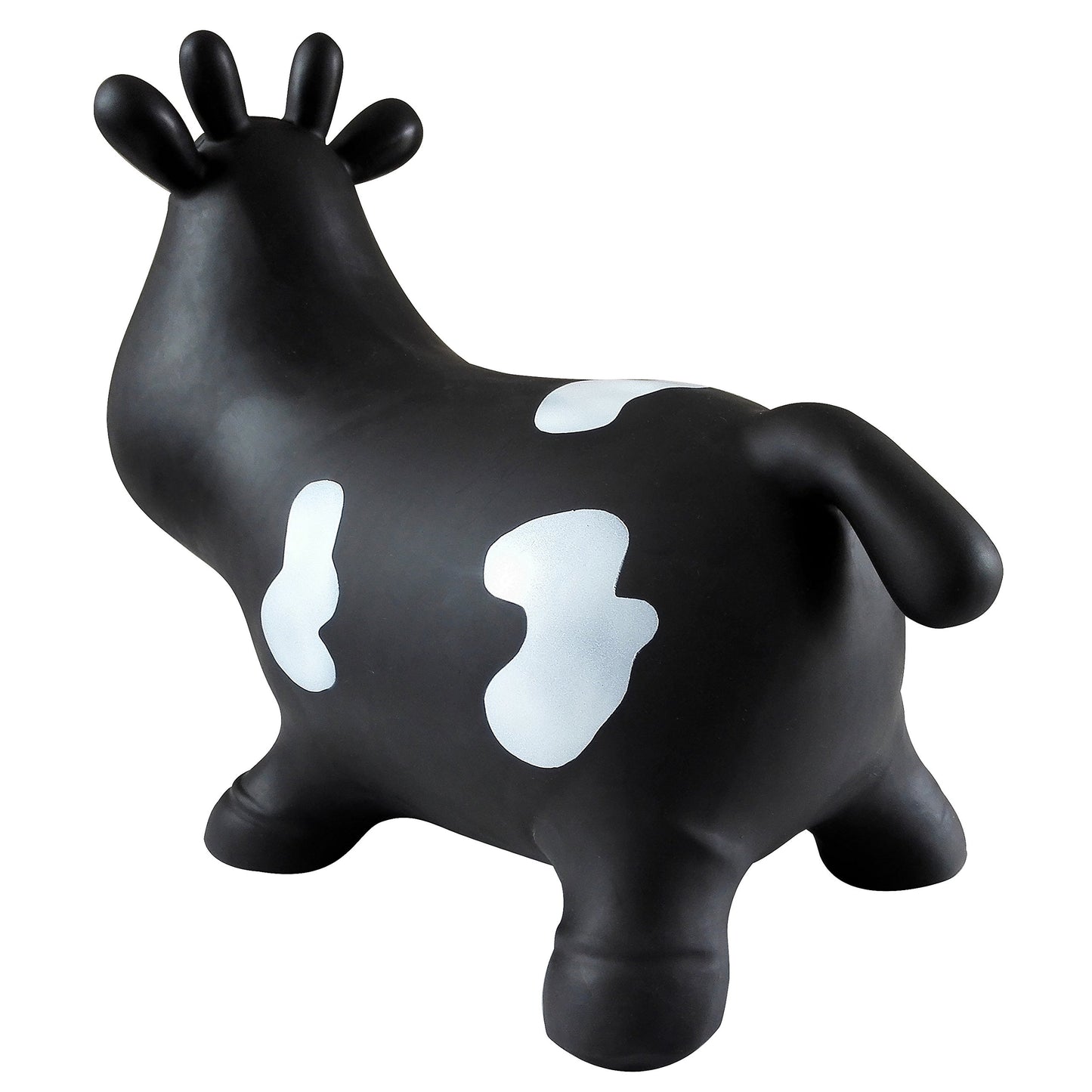 AppleRound Cow Bouncer with Air Pump Inflatable Space Hopper Ride-on Bouncy Animal (Black)