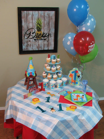 Havercamp Light Blue And White Plaid Table Cover | 54' X 108' | Classic Plaid Collection | Great For Picnic, Barbecue, Cookout, Lumberjack Theme, Playground