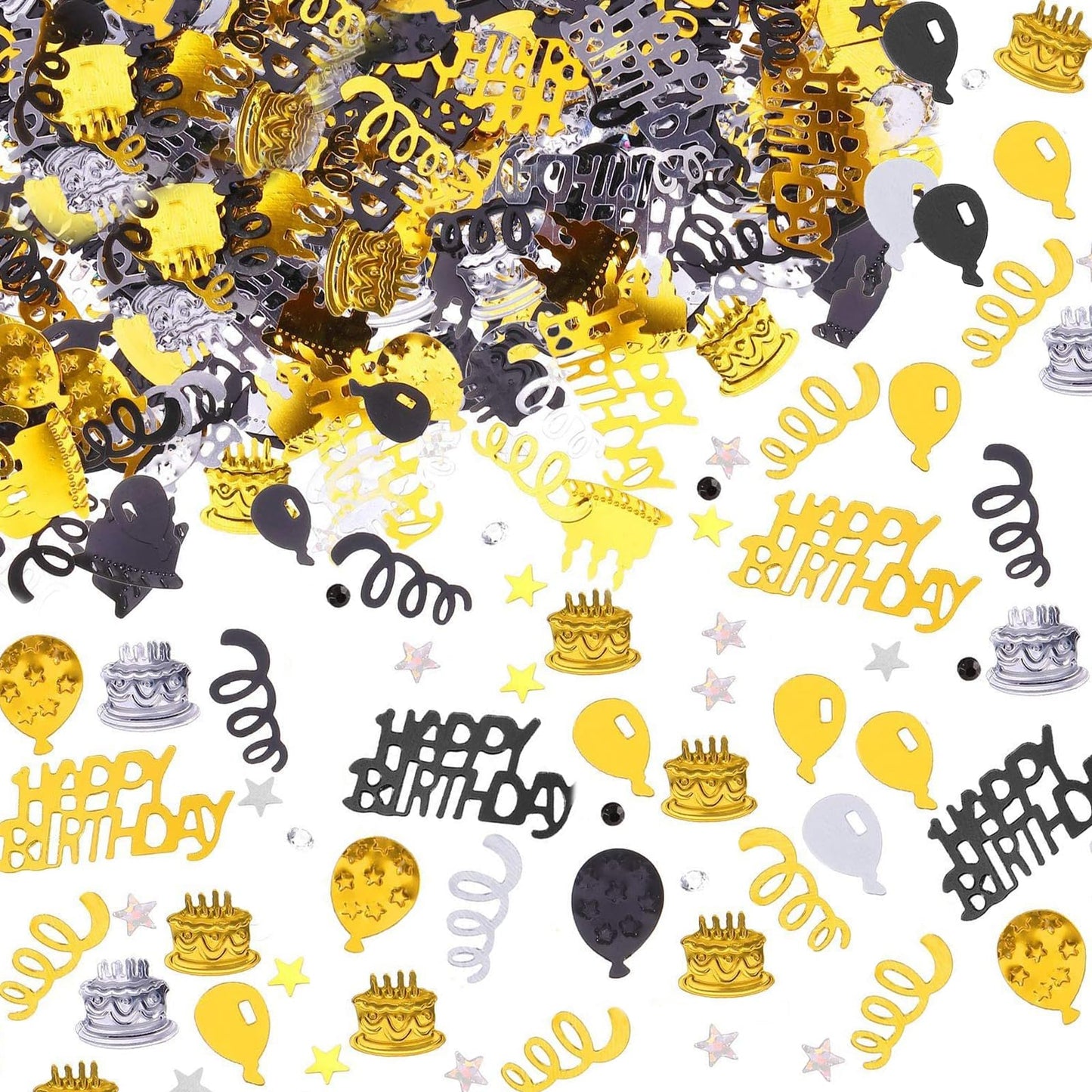 Happy Birthday Confetti Table Decoration Birthday 30 g Confetti Confetti Birthday Decoration Table Confetti Black Gold Silver