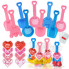 Fvcisshhu 28 Set Plastic Shovels Toy for Kids,Summer Beach Sand Shovel with I Dig You Cards Candy Bags Ties for Valentine's Part