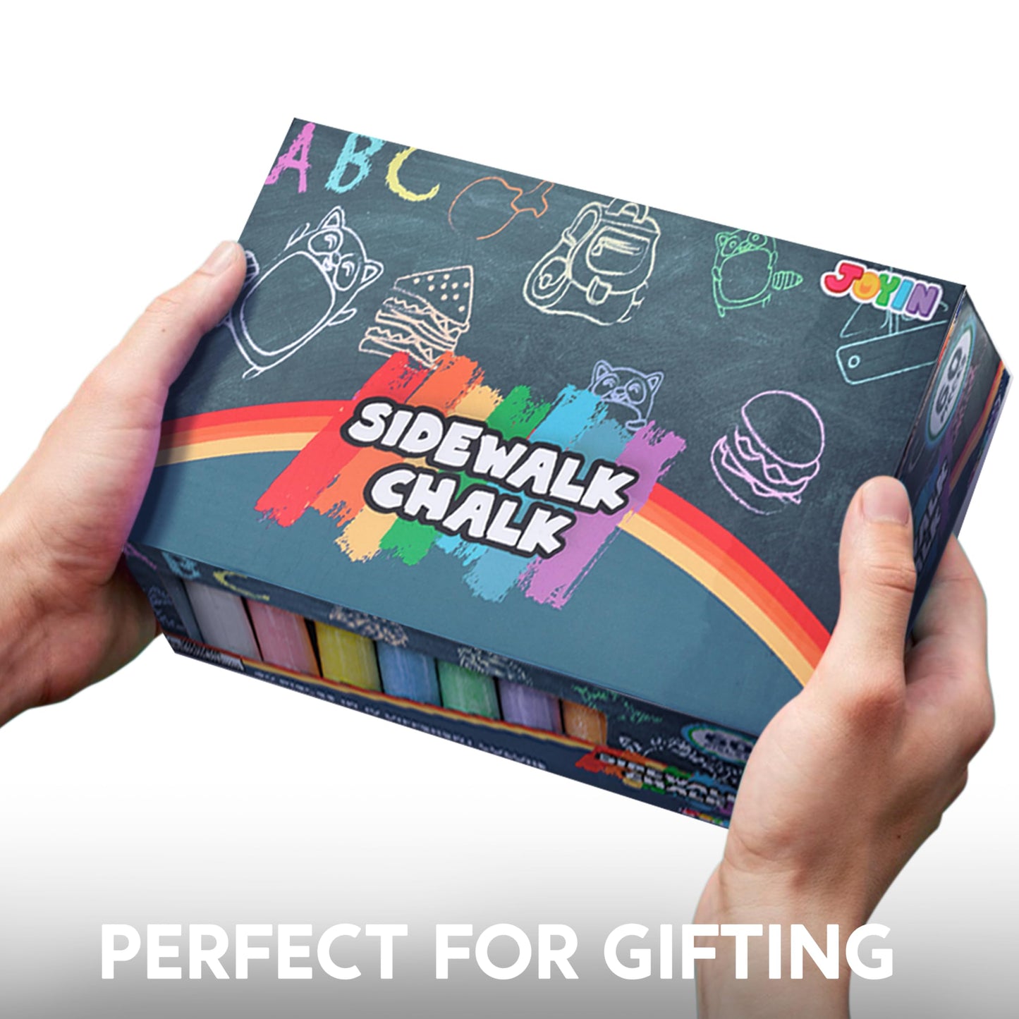 Joyin 60 Pcs Sidewalk Chalk Set (10 Colors), Non-Toxic Washable Outdoor Jumbo Chalk Set For Painting On Chalkboard, Art Play And Playground Toy