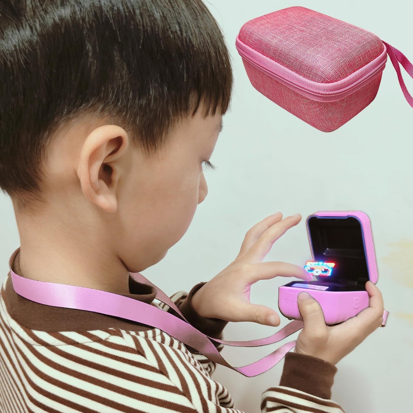 Jchpine Hard Carrying Case And Silicone Cover For Bitzee Interactive Toy Digital Pet, Protective Case For Bitzee Virtual Electronic Pets Accessories (For Original 15 Animals) (Pink)