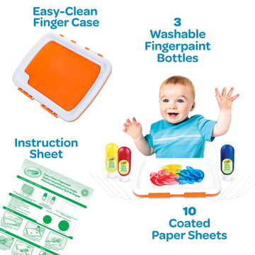Crayola Washable Finger Paint Station - 13 Piece Set for Toddlers, Less Mess, Multi-Color