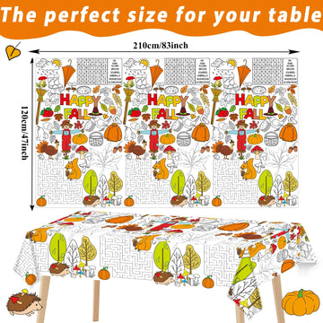 Qyeahkj Giant Thanksgiving Fall Coloring Tablecloth Huge Autumn World Posters Large Color-in Paper Poster Table Cover Arts and C