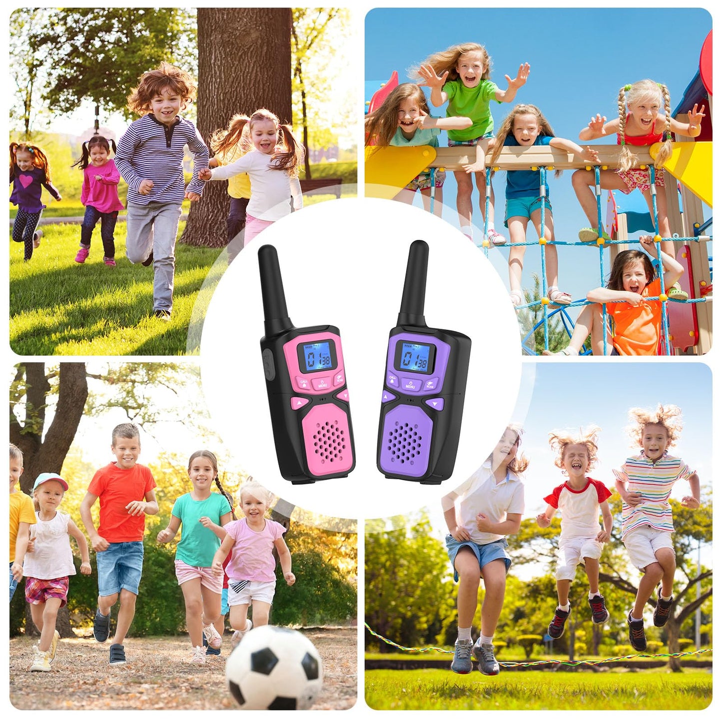 Walkie Talkies For Kids Rechargeable, 2 Pack Long Range Walkie-Talkie For Small 2 Way Radio Hands-Free Outdoor Camping, Hiking Talki With Wearable Lanyard Birthday Xmas Toys Gifts For Boys Girls Kids