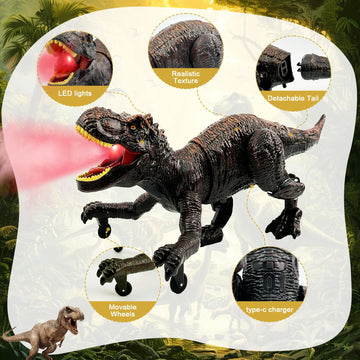 Talgic Remote Control Dinosaur For Boys 4-7, Robot Dinosaur Toys For Kids 5-7, Rc Dinosaur With Realistic Legs & Spray Stream,Remote Dinosaur Toys For Kids3 4 5 6 9 Year Old Boy Birthday Gift (Red)