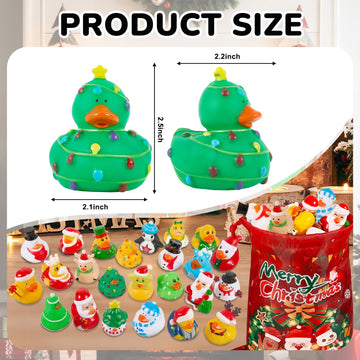 24 Pack Rubber Ducks Jeep Ducking with a Bag- 2 Christmas Assortment Duckies for Jeep Duck Christmas Themed Cruise Duck for Pool Party Favors Birthday Gifts Classroom Incentives Kids Bath Toys