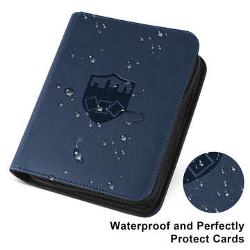 Trading Card Binder 4 Pocket GERMUN PU Cover Card Binder for 160 Cards enhanced Trading Card Holder Folders Double Sided Pocket Card Album for MTG TCG (Blue)