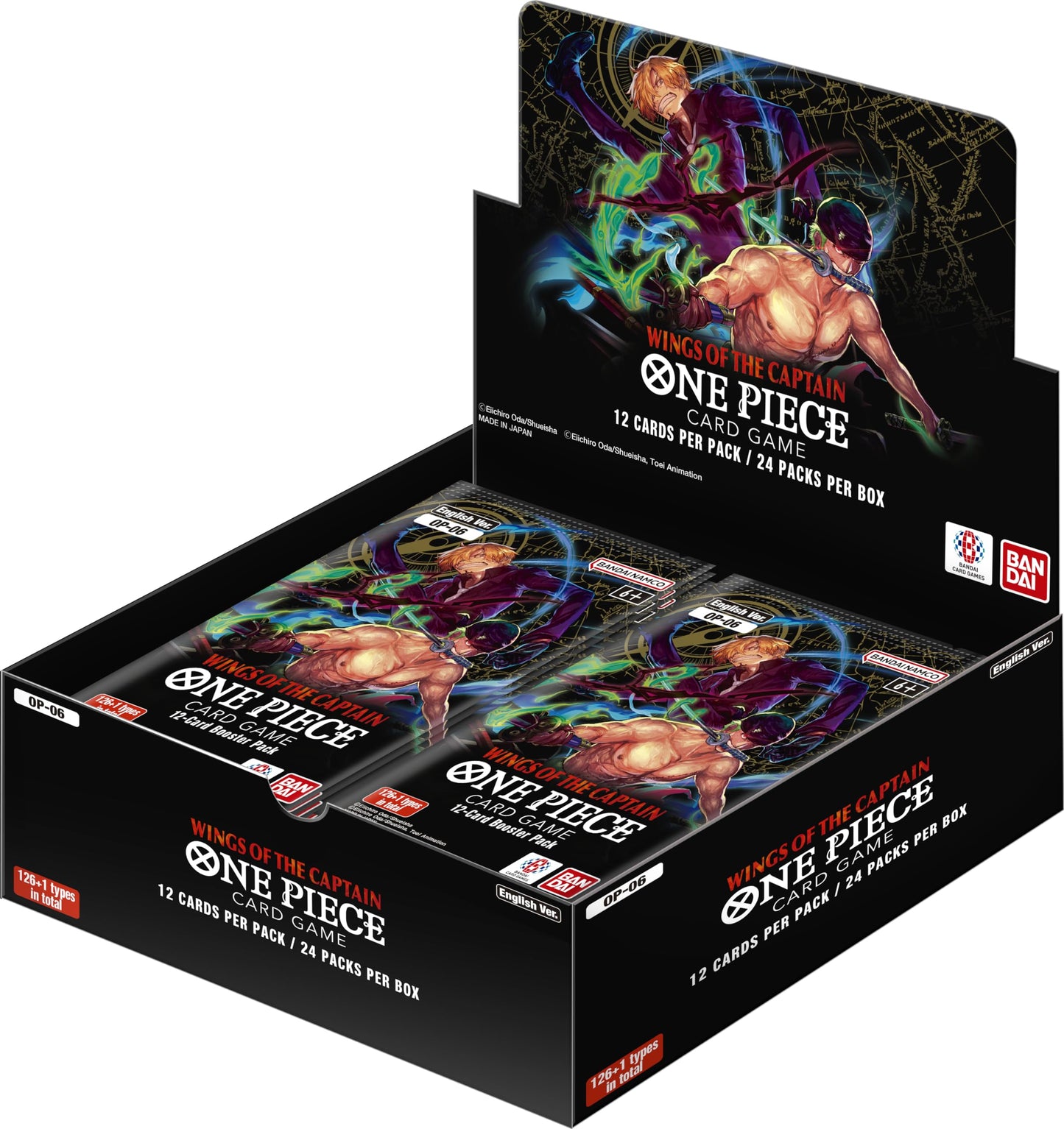 BANDAI ONE PIECE TCG: WINGS OF THE CAPTAIN Booster Box - Cardboard, Black, Model BCL2716222