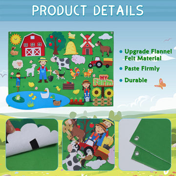 HomeMall 40Pcs Farm Animals Felt Story Board Set, 3.5 Ft Toddlers Preschool Farmhouse Themed Early Learning Storytelling Flannel