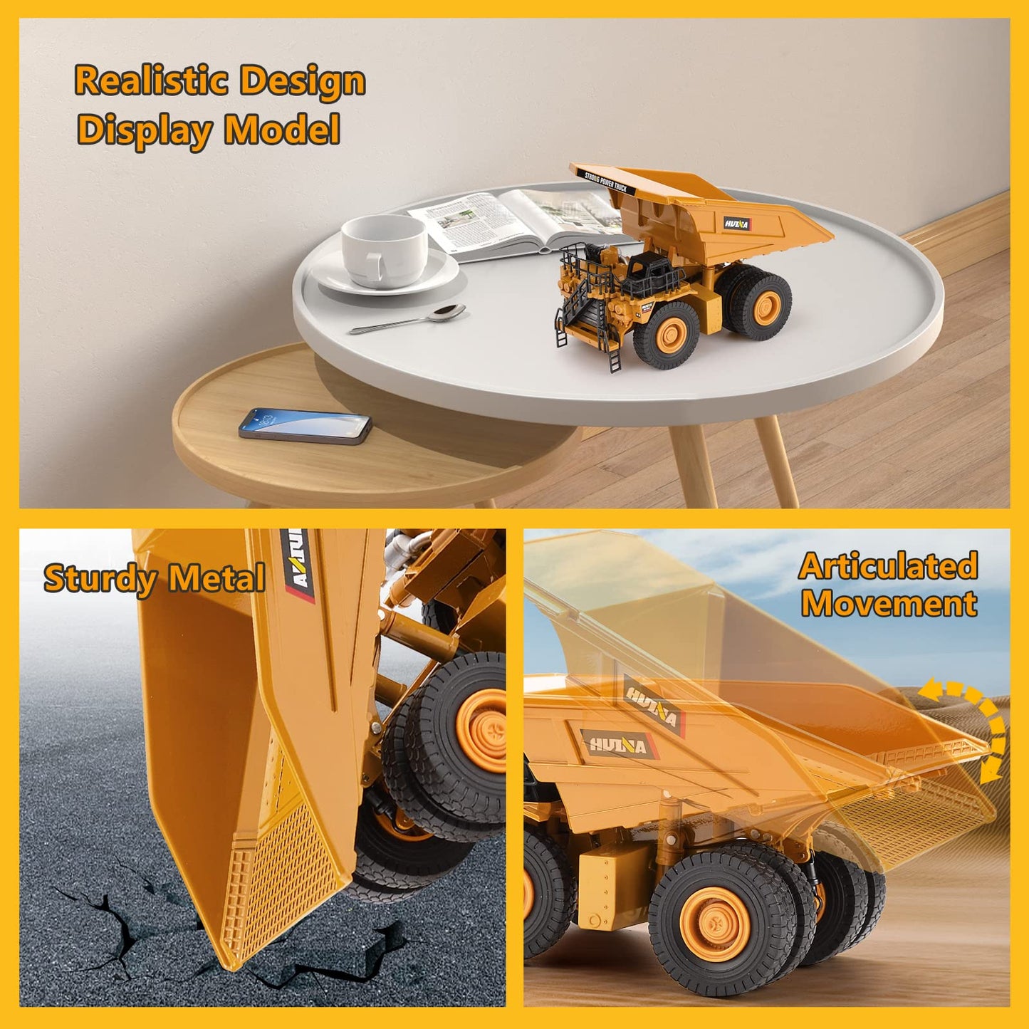 1/40 Scale Diecast Heavy Metal Dump Truck, Metal Construction Vehicles Trucks Toys for Boys Kids