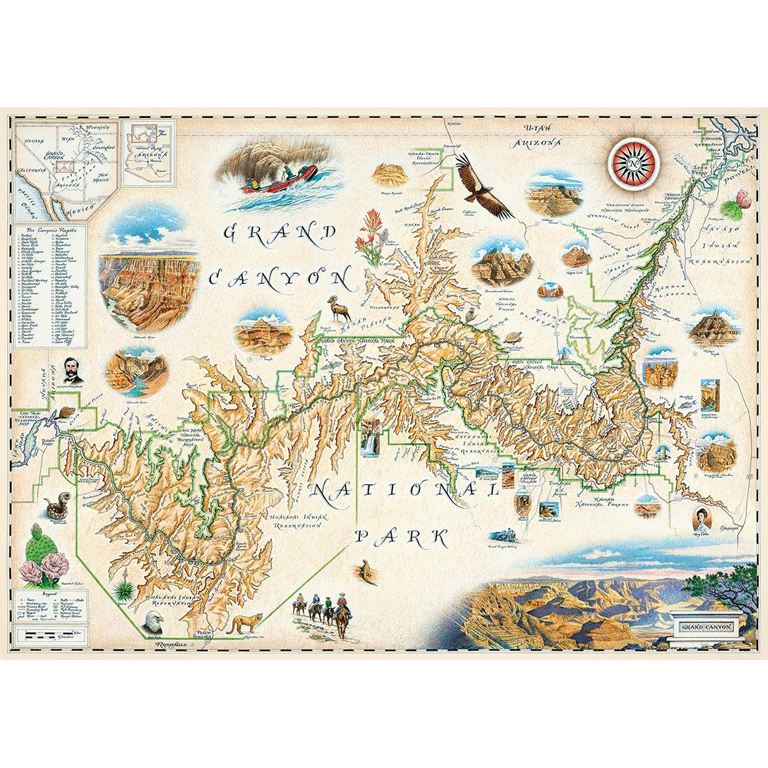 MasterPieces Xplorer Maps 1000 Puzzles Collection - Grand Canyon Map 1000 Piece Jigsaw Puzzle