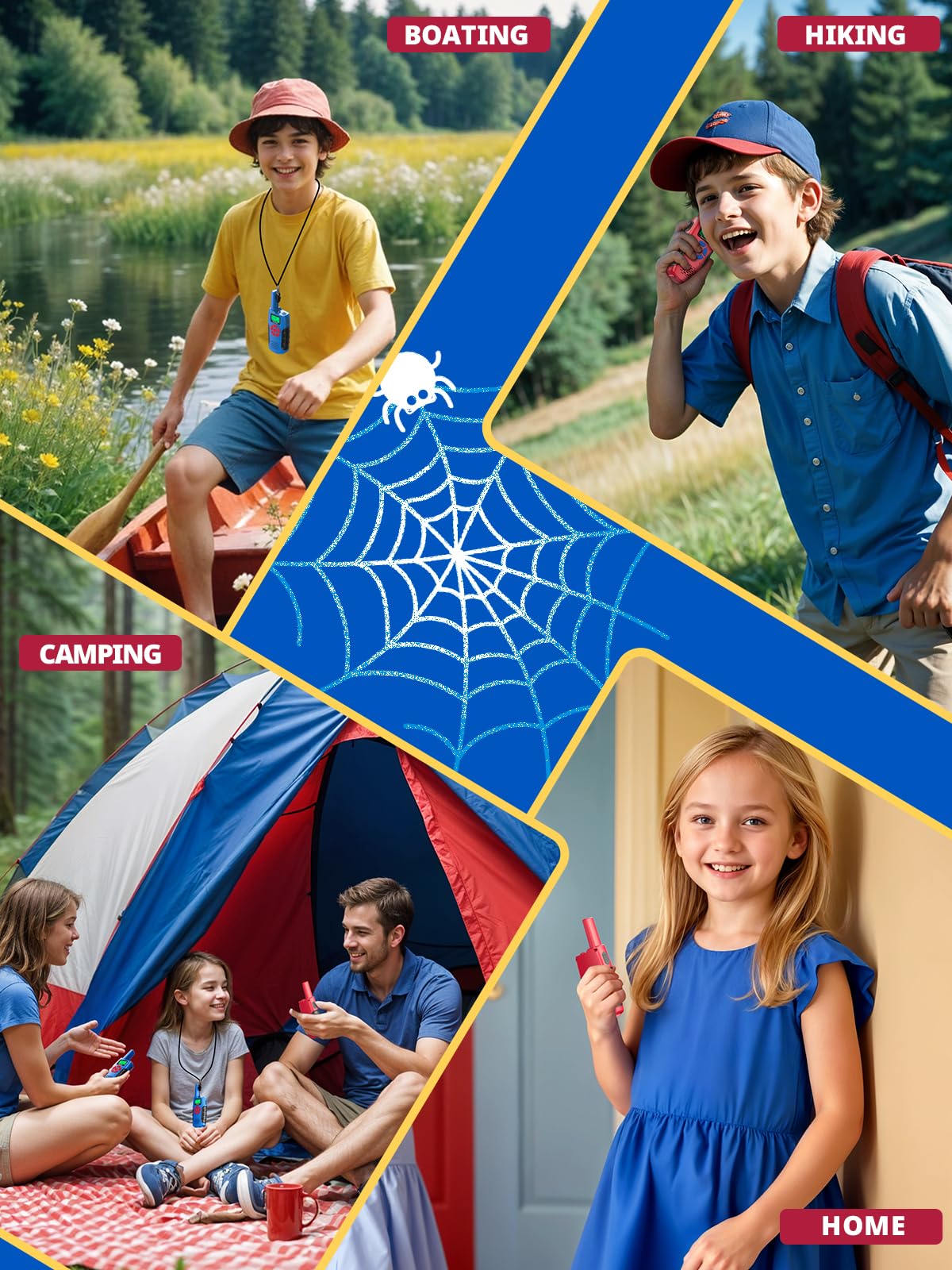 Walkie Talkies For Kids Rechargeable, 48 Hours Working Time 2 Way Radio Long Range, Outdoor Camping Games Toy Birthday Xmas Gift For Boys Age 8-12 3-5, 2 Pack