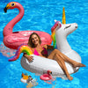 JAMBO Unicorn and Flamingo Pool Floats- 2 Pack with 2 Drink Holders Large Flamingo Tube Float Huge Unicorn Floating Tube Giant Pool Float Set Pool Floats mature-themed & Teens Inflatable Pool Toys