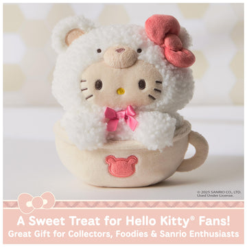 GUND Sanrio Official Hello Kitty Caf Latte Teddy Bear Plush, Collectible Plush Toy, Stuffed Animal for Ages 1 and Up, White, 6