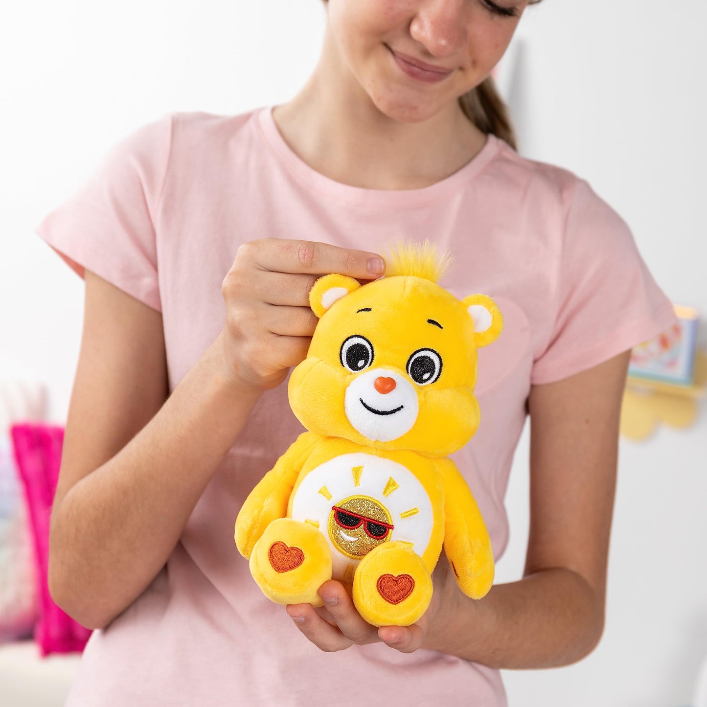 Care Bears 9' Bean Plush (Glitter Belly) - Funshine Bear - Soft Huggable Material!