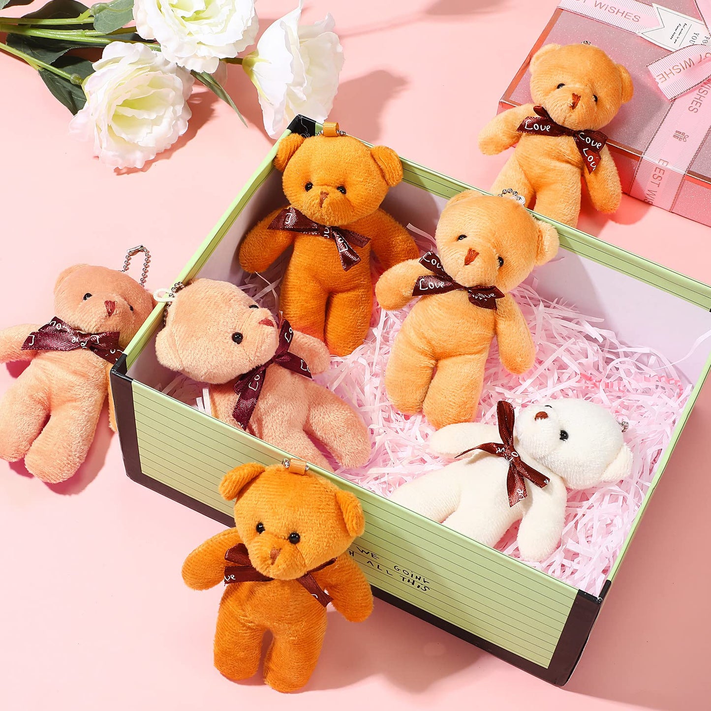 Skylety 40 Pcs Valentines Mini Bear Stuffed Tiny Bear Bear Doll For Keychain Soft Mini Bear Stuffed Animal Plush Bears Tiny Bear