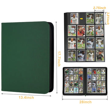 Trading Card Binder 16 Pocket GERMUN PU Cover Card Binder for 1000+ Cards enhanced Trading Card Holder Folders Double Sided Pocket Card Album for MTG TCG (Dark Green)
