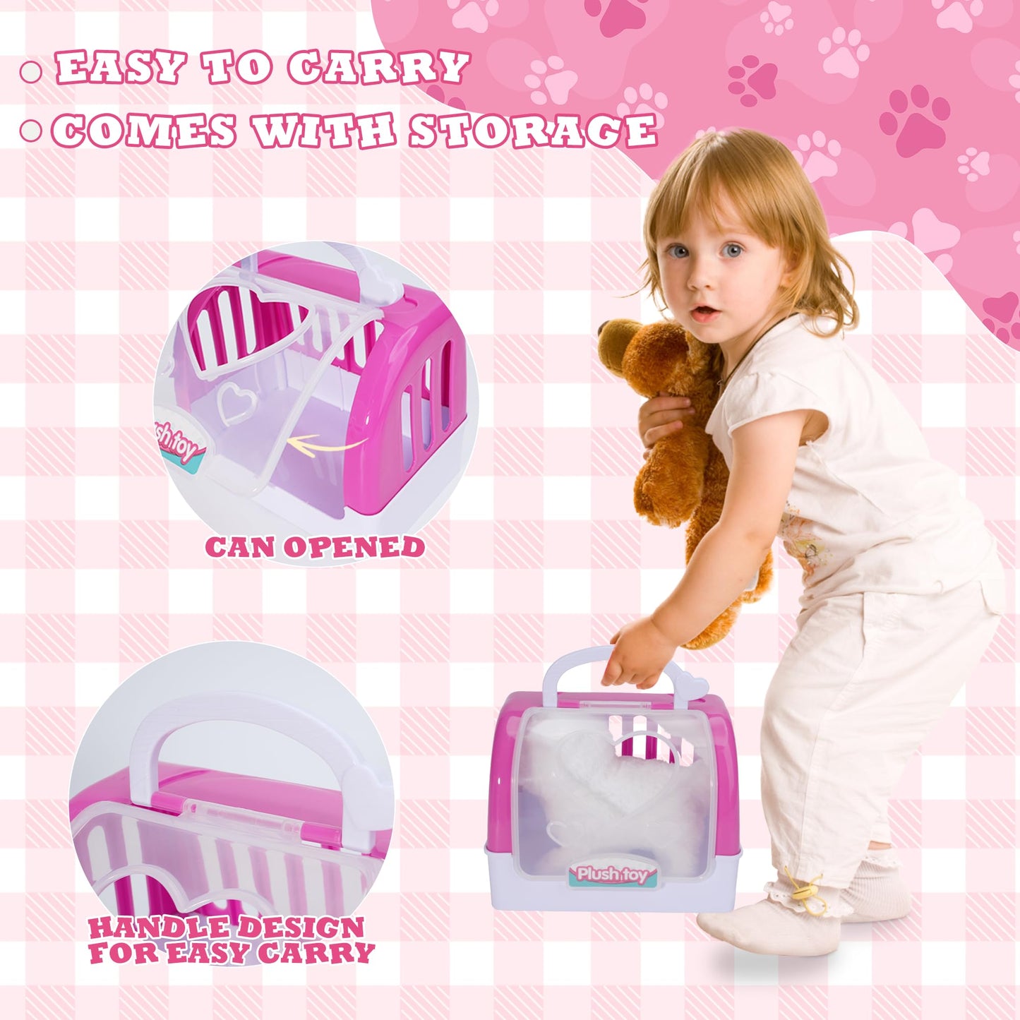 Doctor Kit for Girls -Vet Play Sets for Kids, Pretend Play Doctor Set with Pet Cage and Kitten Toy, Doctor Play Gift for Kids To