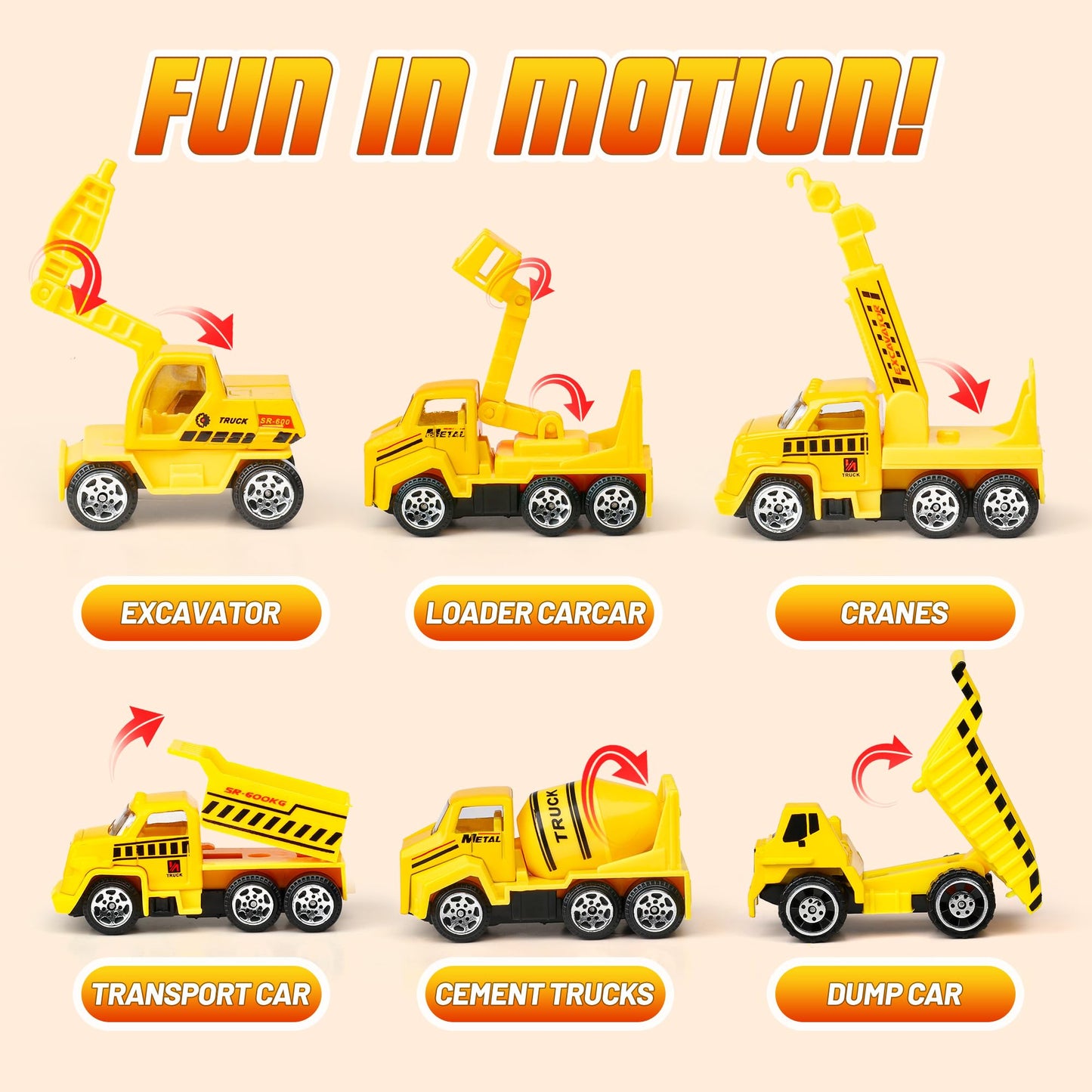 Carsky Truck Toy Cars for Toddlers Race Track Playset, 7in1 Construction Truck Toys in Transport Car Carrier, Cars Toys Gift for