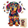 Wooden Puzzles for mature-themeds Colorful Dachshund Wooden Jigsaw Puzzle Dog Puzzle Wood Puzzles mature-themed Unique Animal Shape Gifts for Friends and Family Home Decor (S-8.5 * 5.5in 80 Pieces)
