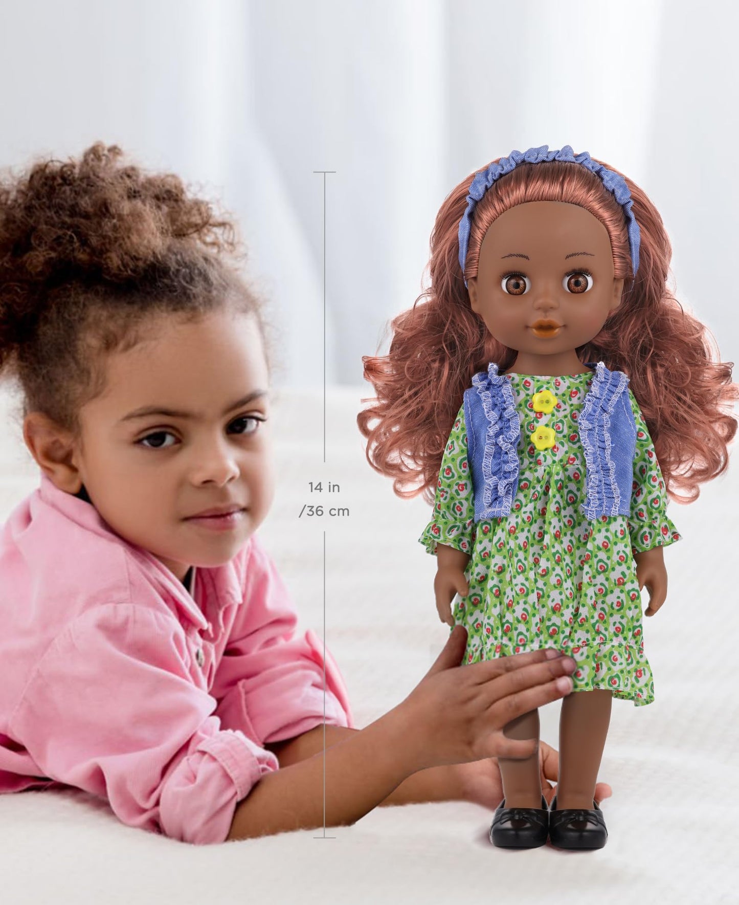 GAGAKU Black Doll for Girls, 14 Black Dolls Set for Toddlers Kids 1 2 3 4 5 6 Years Old, Black Girl Baby Doll with Hair to Comb,