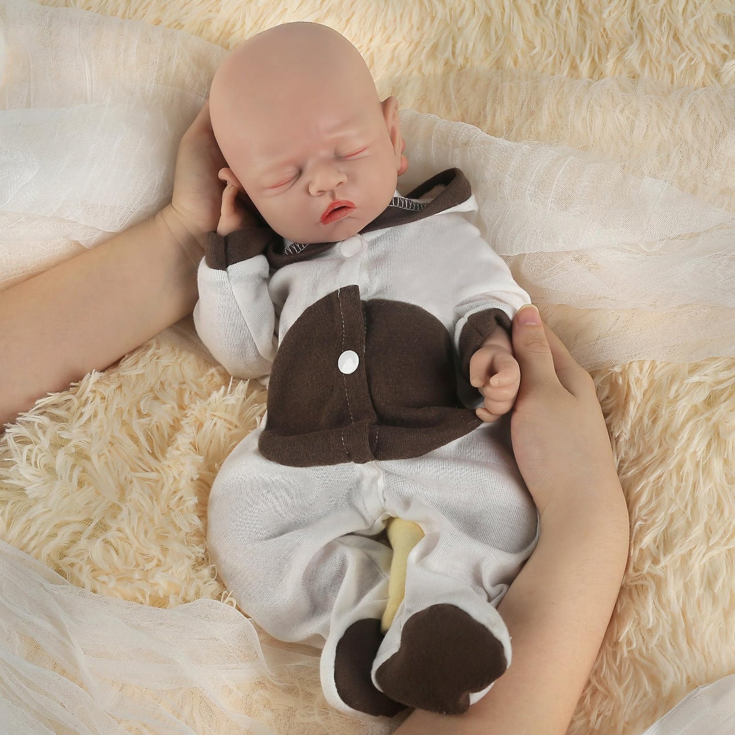 Vollence 12 Inch Sleeping Reborn Baby Doll Silicone Full Body Girl Eye Closed Anatomically Correct Toys For Kids Toddlers Child