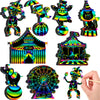 RoundFunny 80 Pcs Carnival Cutouts Scratch Cards Circus Theme Party Crafts Kids Colorful Circus Animals Scratch Paper for DIY wi
