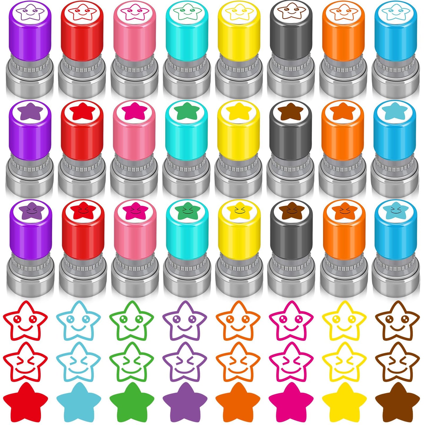 Yinder 24 Pcs Teacher Stamps for Classroom Self Inking School Classroom Stamps Bulk for Teachers Elementary Colorful Motivationa