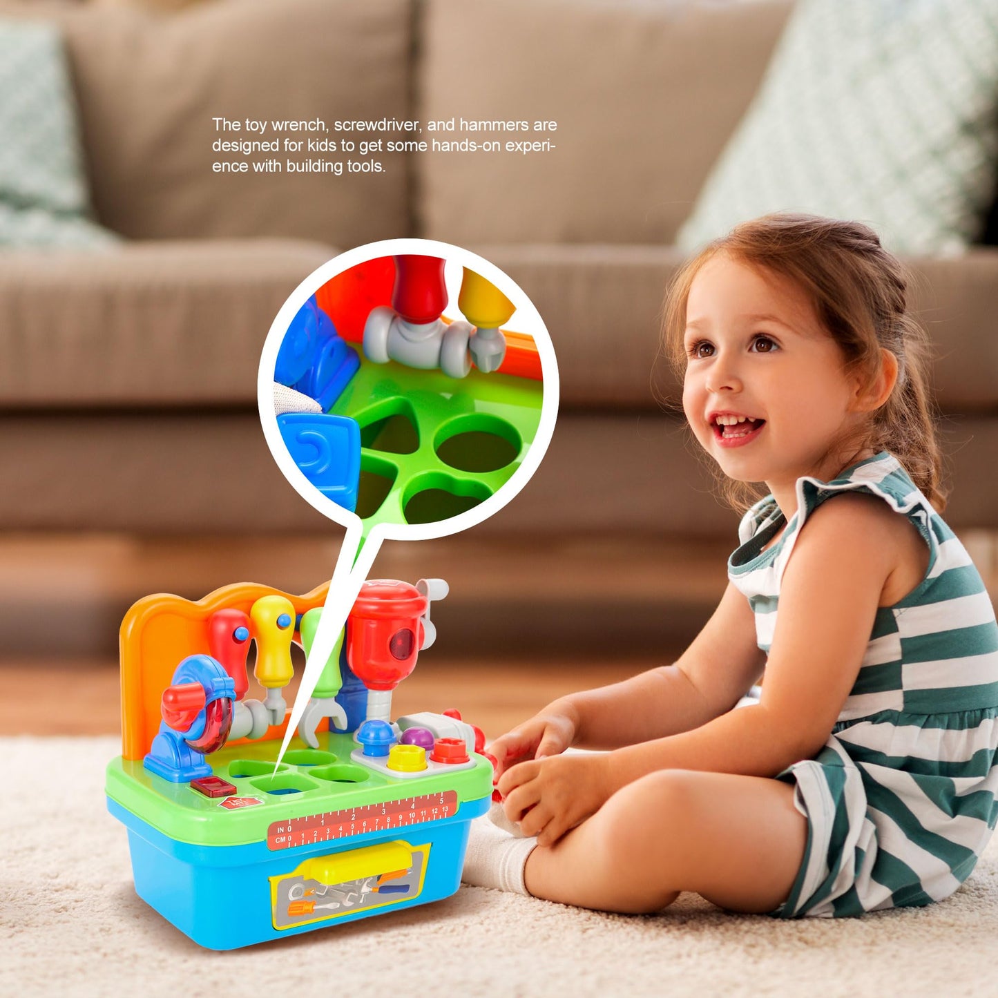 Toddler Tool Bench 1 Year Old Boy Toys, Kids Tool Bench Toys for Toddlers 1-3, Multifunctional Early Learning Tool Toy Baby Work