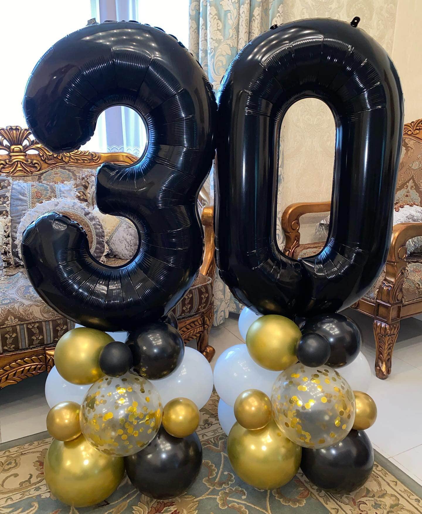 40 Inch Black 30 Number Balloons Giant Jumbo Huge 30 Foil Mylar Helium Number Digital Balloons Black Birthday Mylar Digital Ball