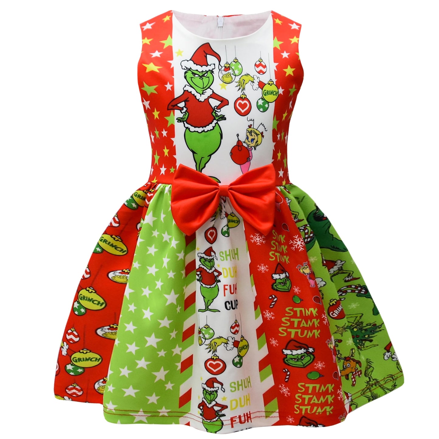 Maturead Kids Girls Dress Sleeveless Cartoon Casual Dress Halloween Christmas Party Dress Green 2-10 Years