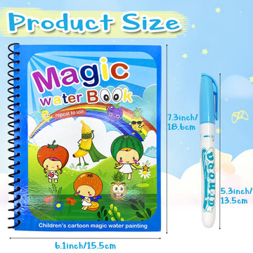Dduolammng Water Coloring Books - 12 Pack Reusable Water Doodle Kits for Toddlers, Colorful Paper Educational Toys