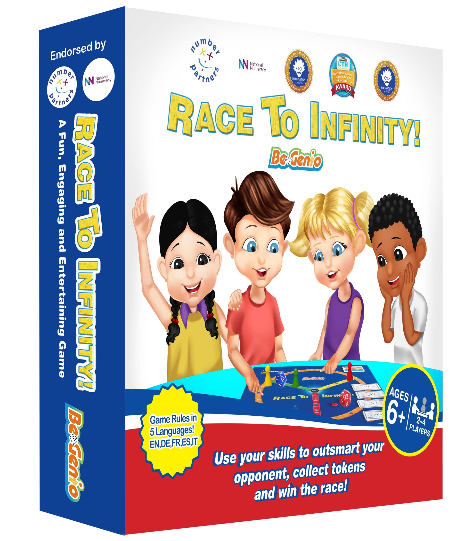 BeGenio - Race to Infinity, Math Games for Kids 6-12, Fun Educational Board Games, Multi-Level Tabletop Games, Table Top Board G