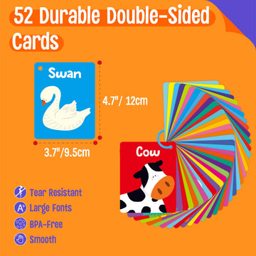 SpriteGru 52 PCS Word Flashcards - Double-Sided CVC & CVCC Cards, 4"x6" Cardstock, Educational Tool for Preschool & Kindergarten