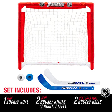 Franklin Sports Nhl Kids Mini Hockey Set - Includes 1 Knee Hockey Goal - 2 Mini Hockey Sticks + 2 Foam Balls - Indoor Toy Mini H