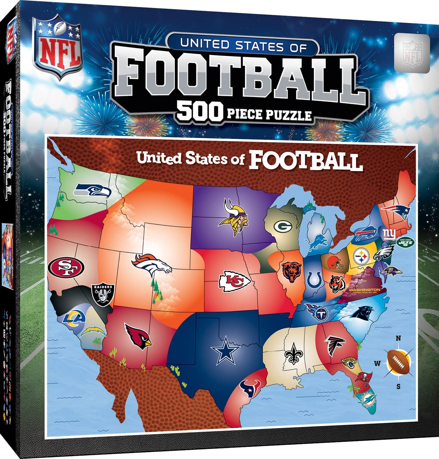 Masterpieces Nfl League Map Puzzle - 500-Piece Sports Puzzle For Adults - Officially Licensed Nfl Product