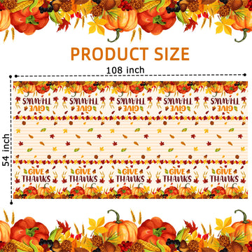 UROINEPA Thanksgiving Tablecloth 3 Pcs Fall Table Cloths Rectangle Maple Leaf Pumpkin Table Cloth Autumn Tablecover for Thanksgi