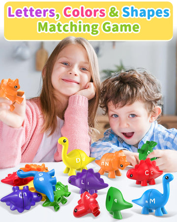 26Pcs Dinosaur Alphabet Learning Toys For Toddlers 2-4, Montessori Educational Toys Gifts For 2 3 4 Year Old Boy Girl, Preschool