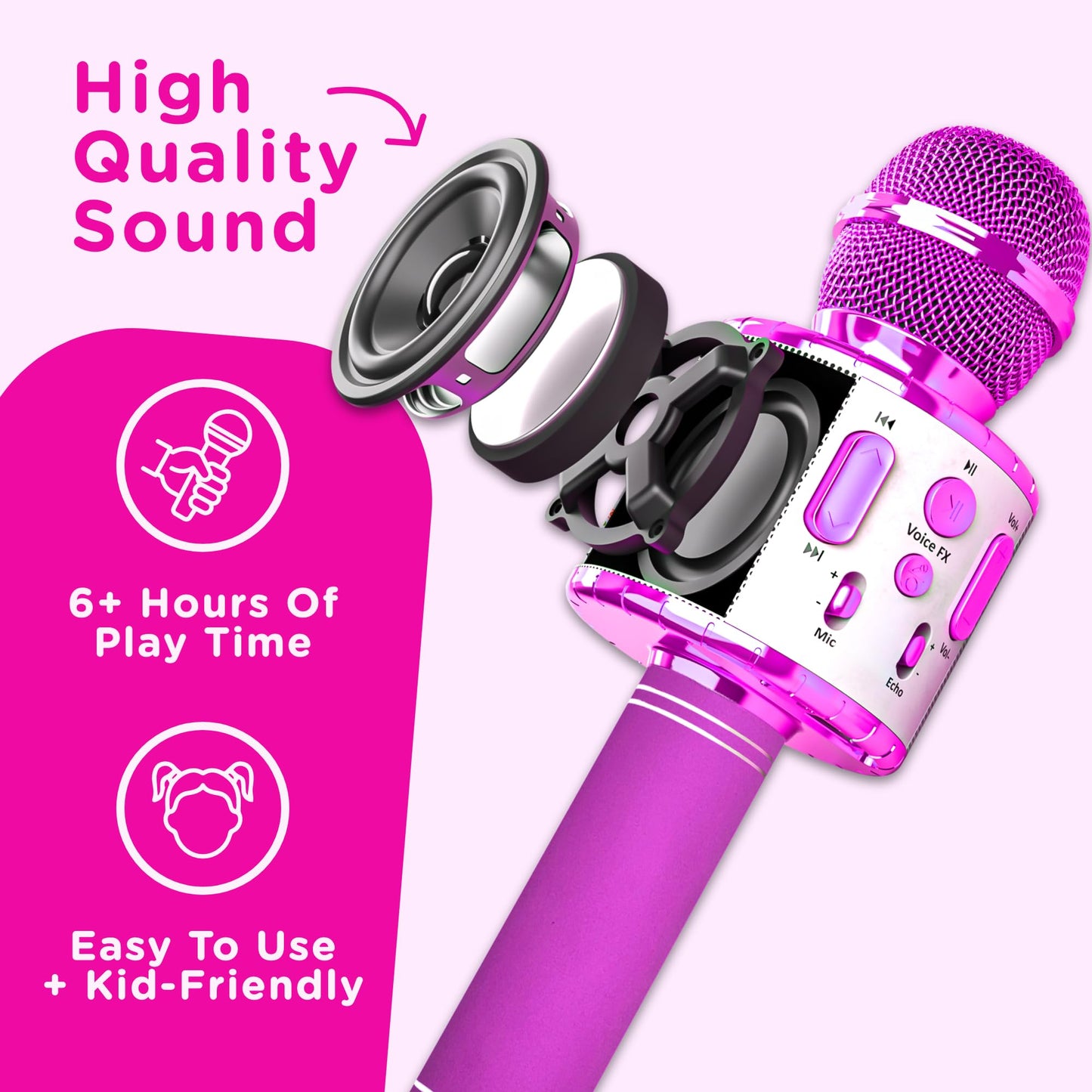 Move2Play, Kids Karaoke Microphone | Includes Bluetooth & Pre-Loaded Songs | Christmas & Birthday Gift | Toy For All Ages - 2, 3, 4, 5, 6+ Year Old Girls, Boys & Toddlers