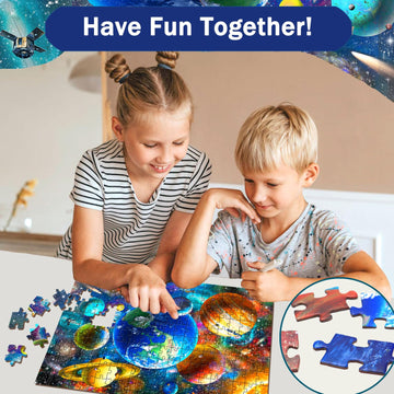 Puzzles For Kids Ages 8-10 6-8 - Solar System Planets Floor Puzzle- 200 Piece Jigsaw Puzzles For Kids Ages 10-12 Year Old And Ad
