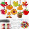 Beeveer 30 Sets Fall Plant Suncatchers Art Kits DIY Thanksgiving Pumpkin Maple Leaf Acorn Suncatcher Crafts Paint Your Own Windo