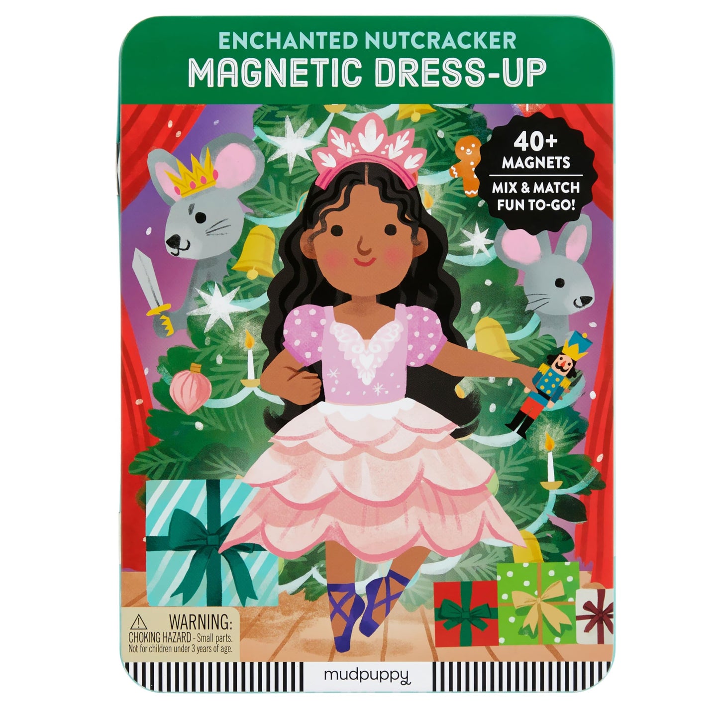 Mudpuppy Enchanted Nutcracker - Magnetic Dress Up Game with Illustrated Christmas Scenes Including 2 Ballerina Characters and Ov