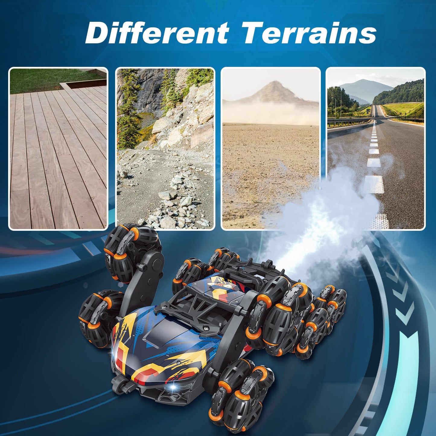 NEXBOX Cool 8 Wheels Hand Controlled rc Stunt Car Toys, Gesture Sensing Remote Control Cars for Boys Age 6 7 8-12 13 14 Year Old