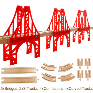 Wooden Train Bridges, 3 Suspension Bridge, Wooden Train Track Accessories, Wooden Train Track, Train Tracks Compatible with All