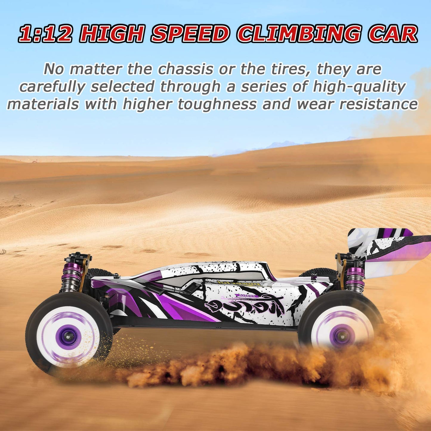 GoolRC WLtoys 124019 RC Car, 1/12 Scale 2.4GHz 4WD 60km/h High Speed Racing Buggy Drift Car RTR, Aluminum Alloy Chassis, Zinc Al