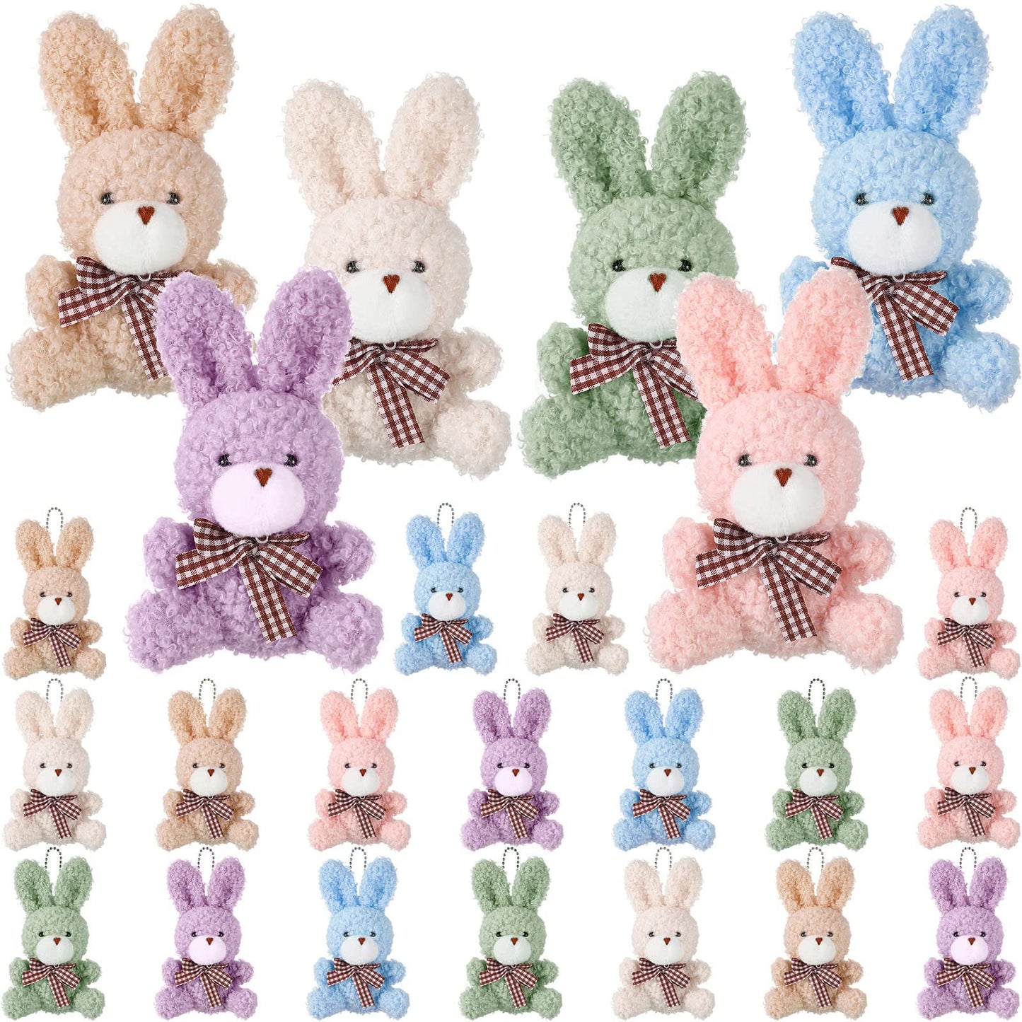 Sanwuta 24 Pcs Bunnies Plush Animal Keychain Mini Rabbit Stuffed, Bunny Plush Bunny Stuffed Animal For Easter Eggs Filler Basket