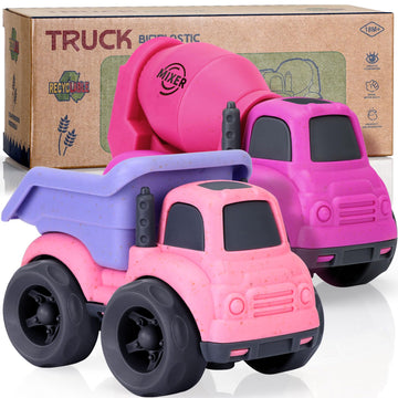 UOYLEYVN Red Toddler Toys - Dump Truck & Mixer Cement, BPA & Phthalates Free, Ideal for 1-3 Year Old Girls, Perfect Christmas/Birthday Gift