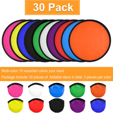 Mototo 30 Pieces Foldable Flying Disc Fans With Bag Folding Pocket Toy Set For Kids Fun Birthday Party Favors Summer Outdoor Act