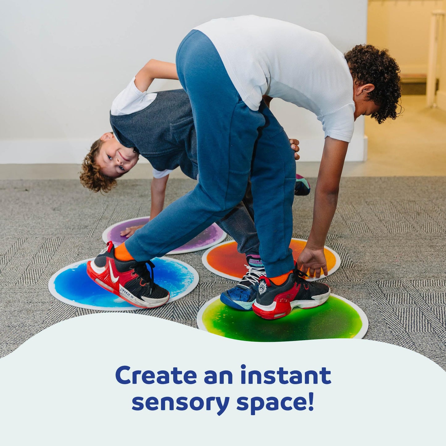 Fun And Function - Jumbo Gel Floor Tiles - Large (20 x 20 Inch) Liquid Floor Tiles for Sensory Needs - Sensory Floor Tiles for School Office Clinic Floor - Red - 1 Pack - Ages 3+